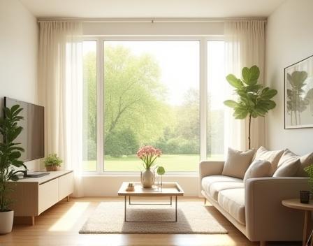 Sparkling clean, welcoming Manchester living room with fresh flowers and sunlight – by Sterling Clean Solutions team